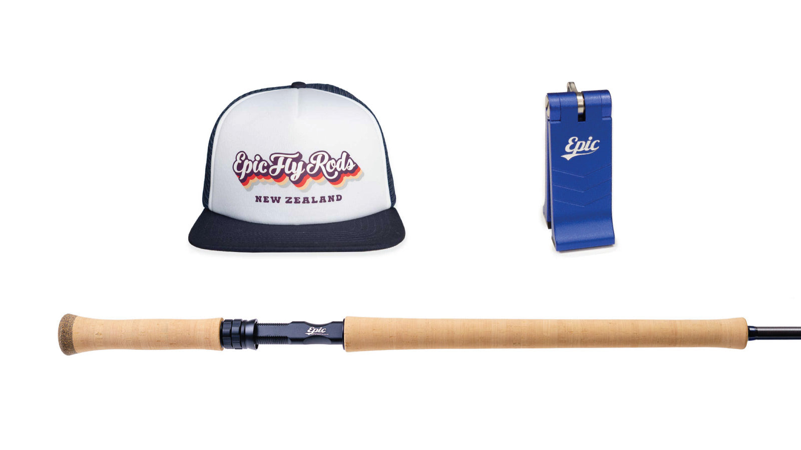 DH13 Two Handed Spey Rod Spey + Backcountry Magnetic Nippers + Retro Foamie Trucker Cap