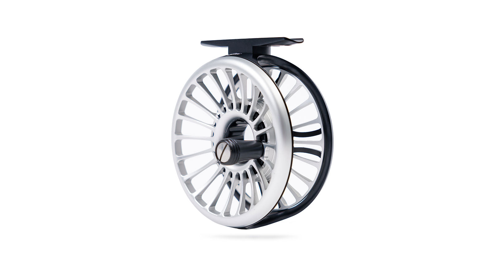 Click pawl fly reel in black and silver