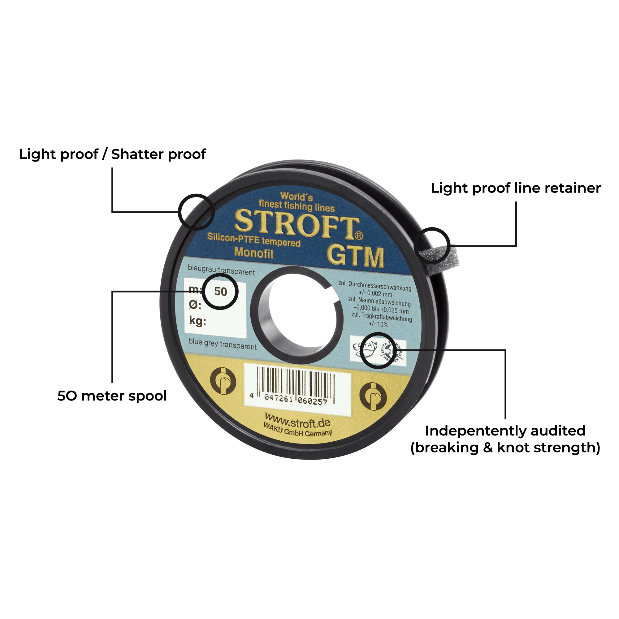Stroft GTM Tippet | 50 Meter Spools | High-Strength & Controlled-Stretch | Different Variations Available